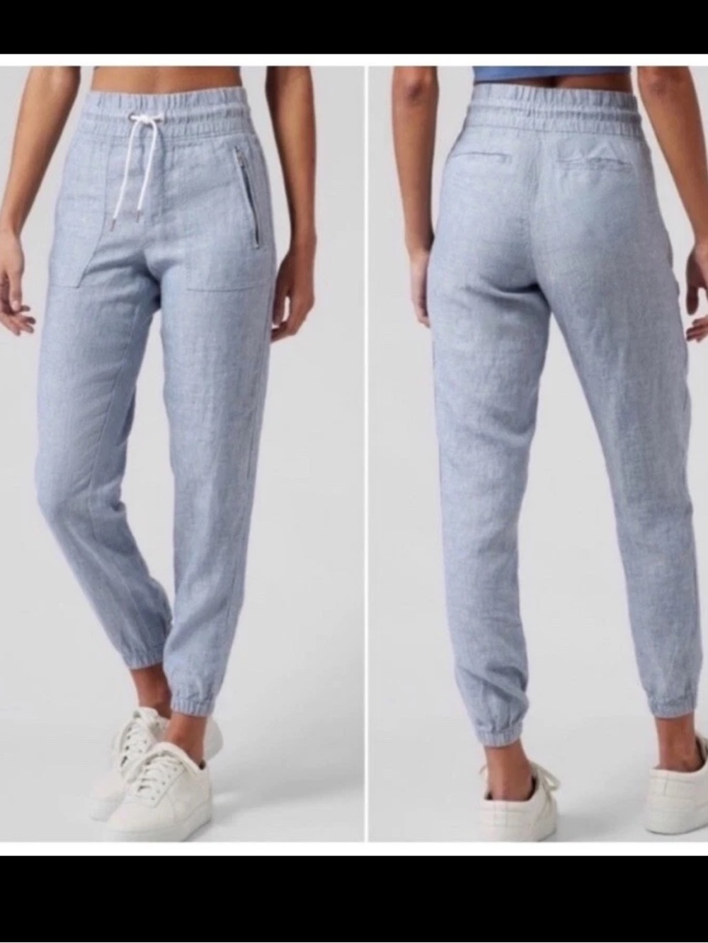 ATHLETA Cabo Linen Jogger White Beachy Summer Casual Size 10 Tall Travel